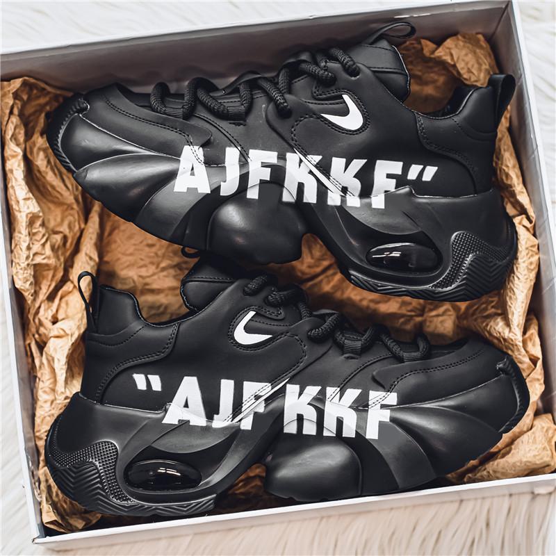 

Мужская обувь осенняя мода спортивная повседневная обувь молодежный тренд интернет знаменитость взрыв кожа толстая подошва усиление папа прилив обувь 44 чёрный