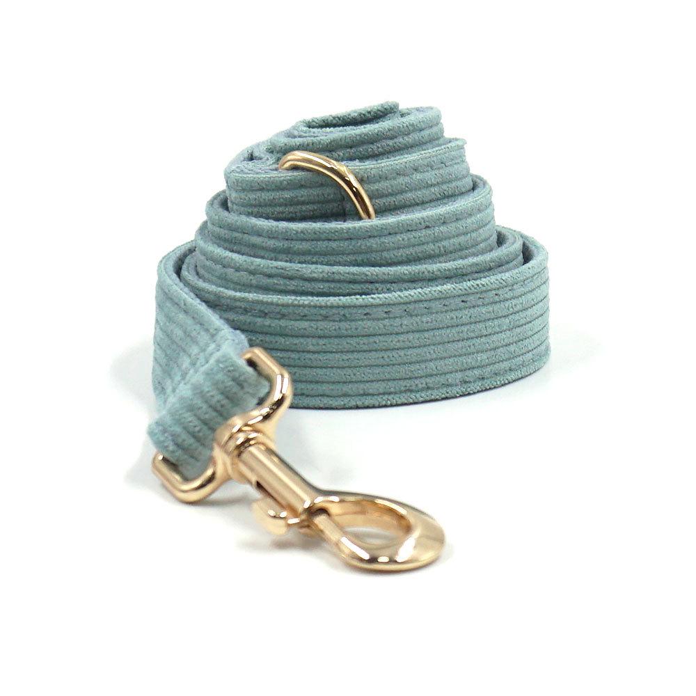 Fresh Mint Green Corduroy Pet Leash with Gold Buckle - Customizable Dog Leash Extra Small