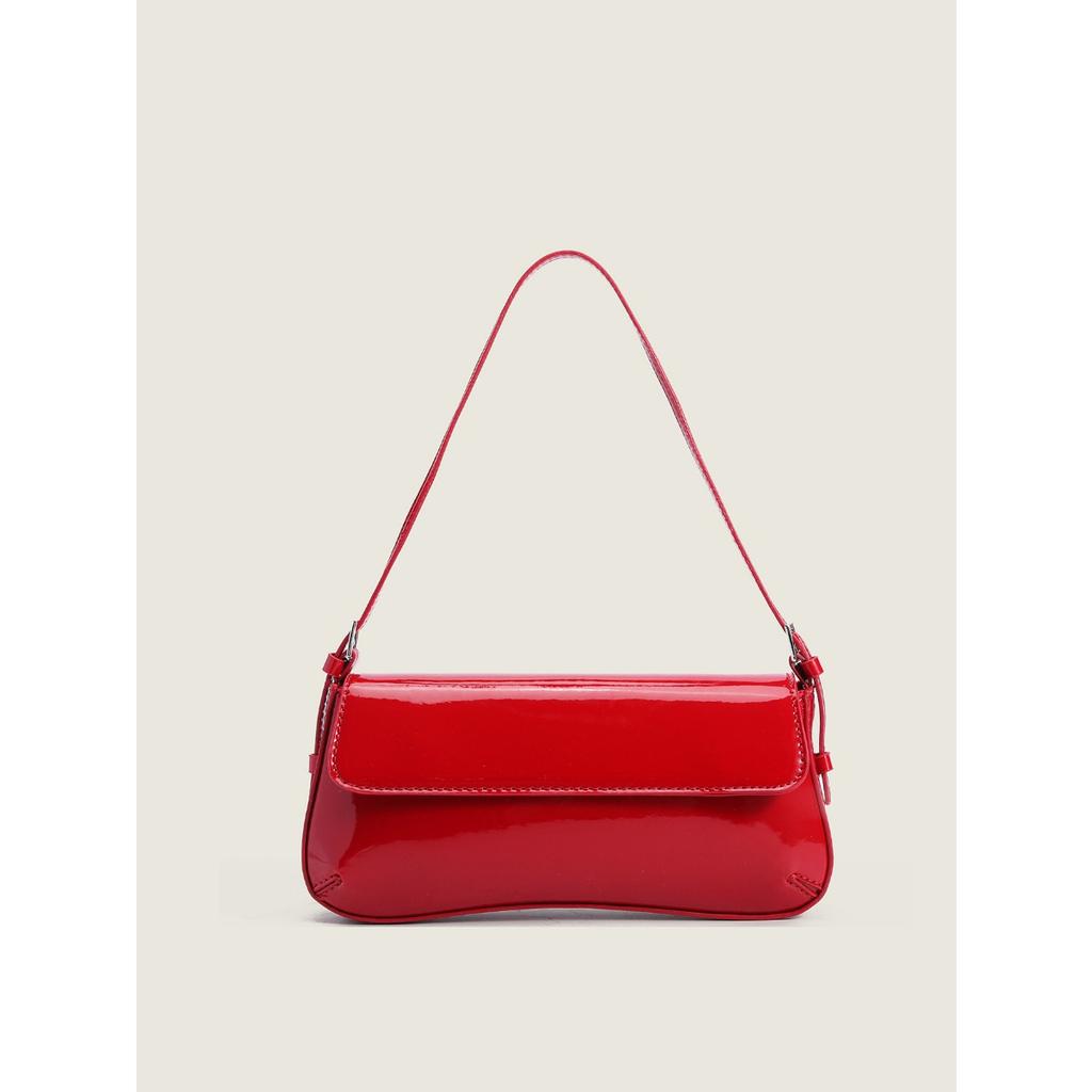 Red Bag Underarm Bag Spring and Summer New Product Fashion Simple Commuter Flip Retro Red Shoulder Bag