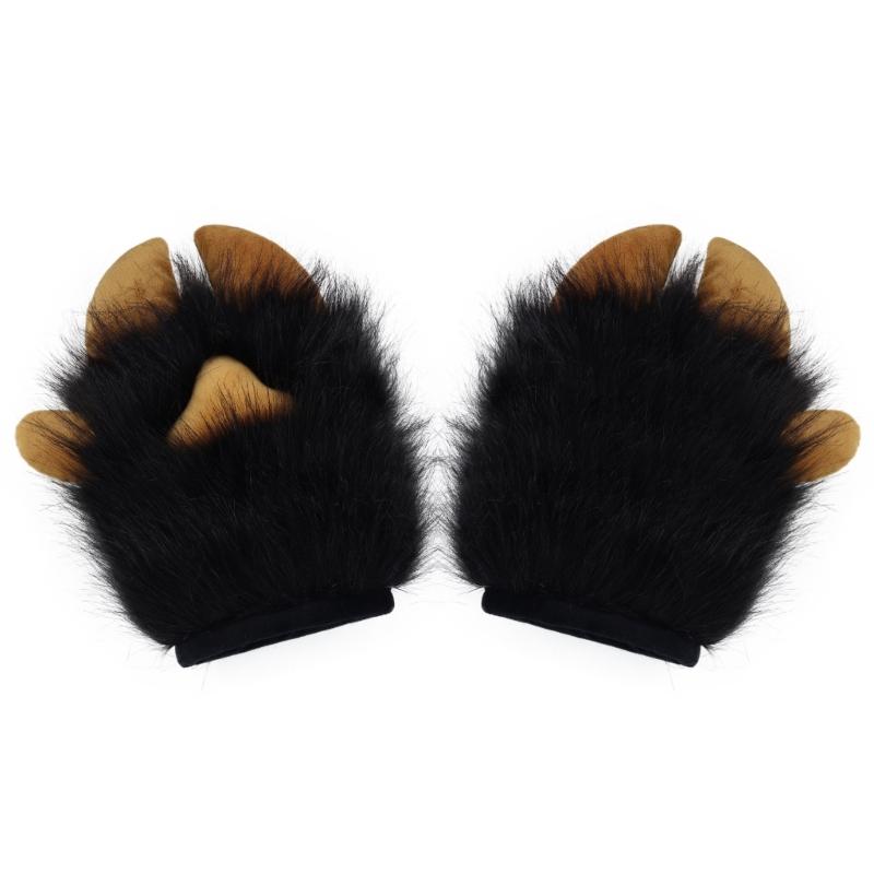 Anime Cosplay Furry Paws Gloves Soft Plush Costume Accessory For Role Playing And Themed Parties