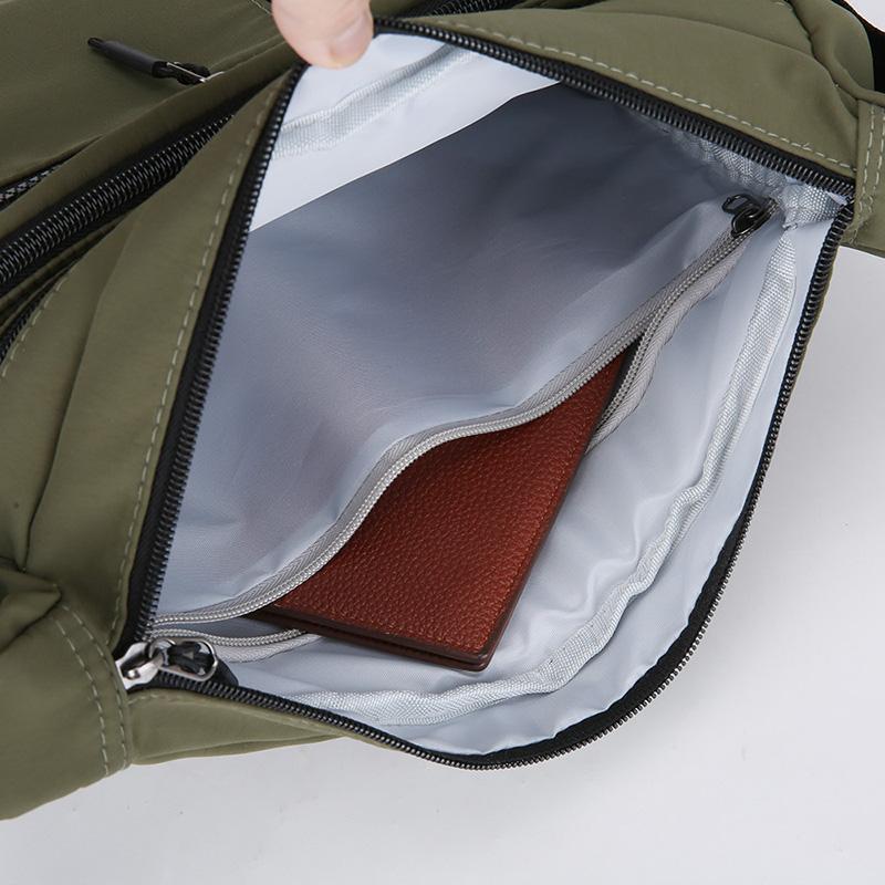 Men's Crossbody Bag Large Capacity Waterproof Shoulder Travel Bag Business Nylon Zipper Soft Backpack with Bottler Holder