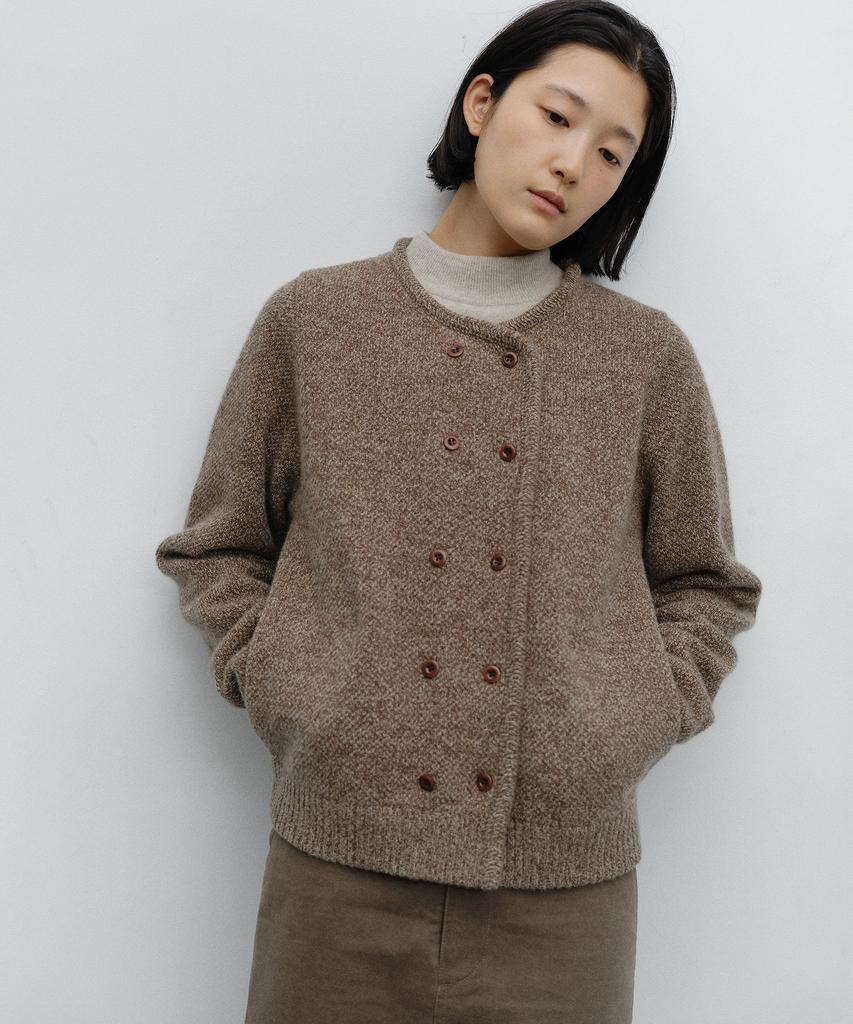 ANOTHER OFFICE WOMEN W. Moss Stitch Double Cardigan (Light Brown)