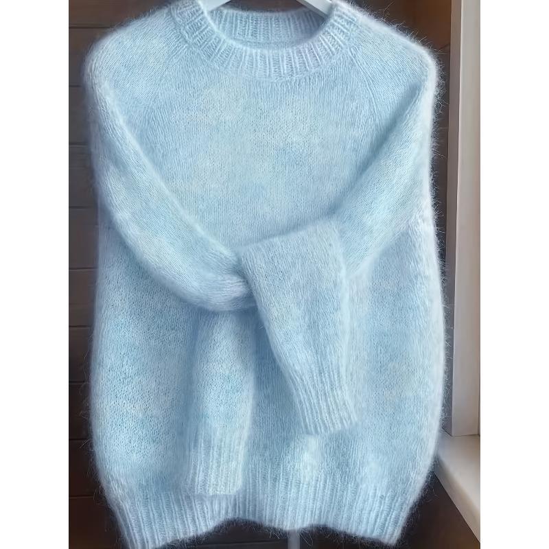 French-Style Round-Neck Sweater, Soft and Cozy, Elegant Design, Perfect for Spring and Autumn Commuting and Outings