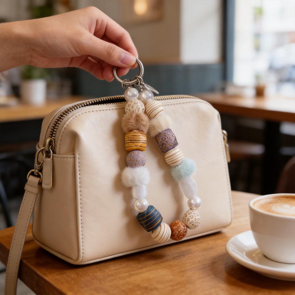 Colorful Retro Wooden Phone Chain With Handmade Beads For Unisex Daily Use
