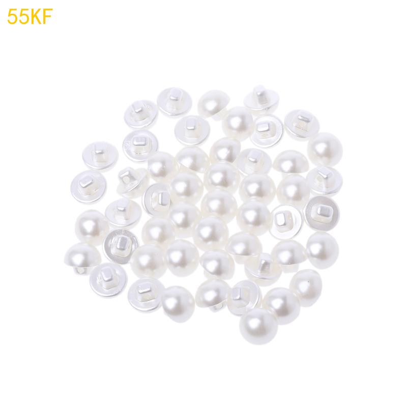 

55KF 50Pcs Faux Pearl Buttons Fit Sewing Scrapbook Backhole Sewing Crafts 10/11.5mm