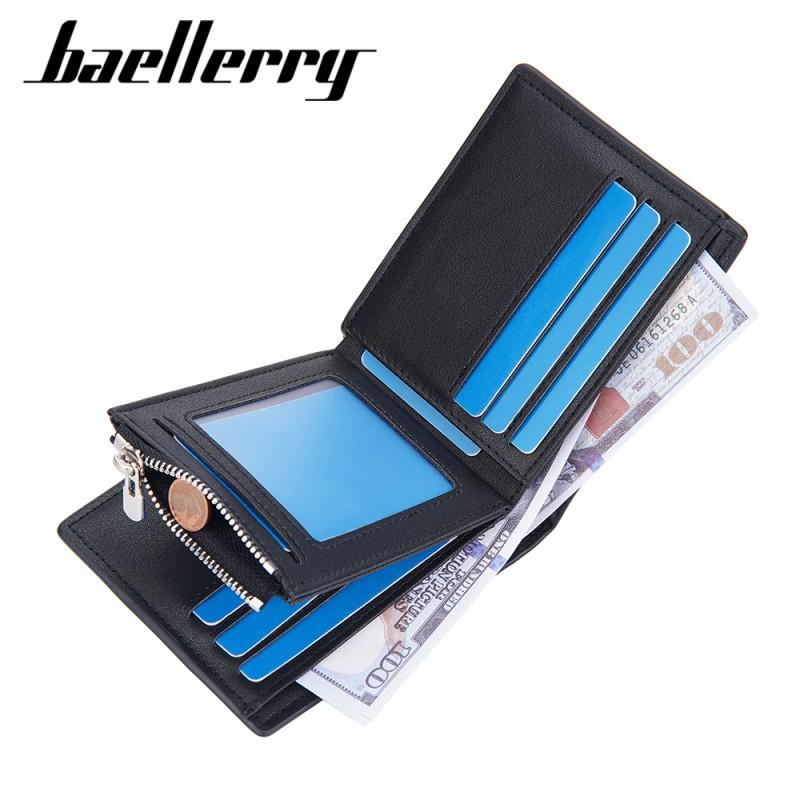 New Men's Short Wallet European American Business Multi Slot Soft With Zipper Coin Purse