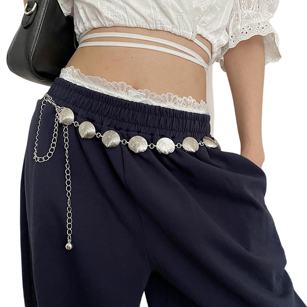 Gothic Waist Belt Stylish Seashell Heart Waist Chain Belt Elaborate Chain Belly Chain for Dress Cowboy Belt Waist Chain