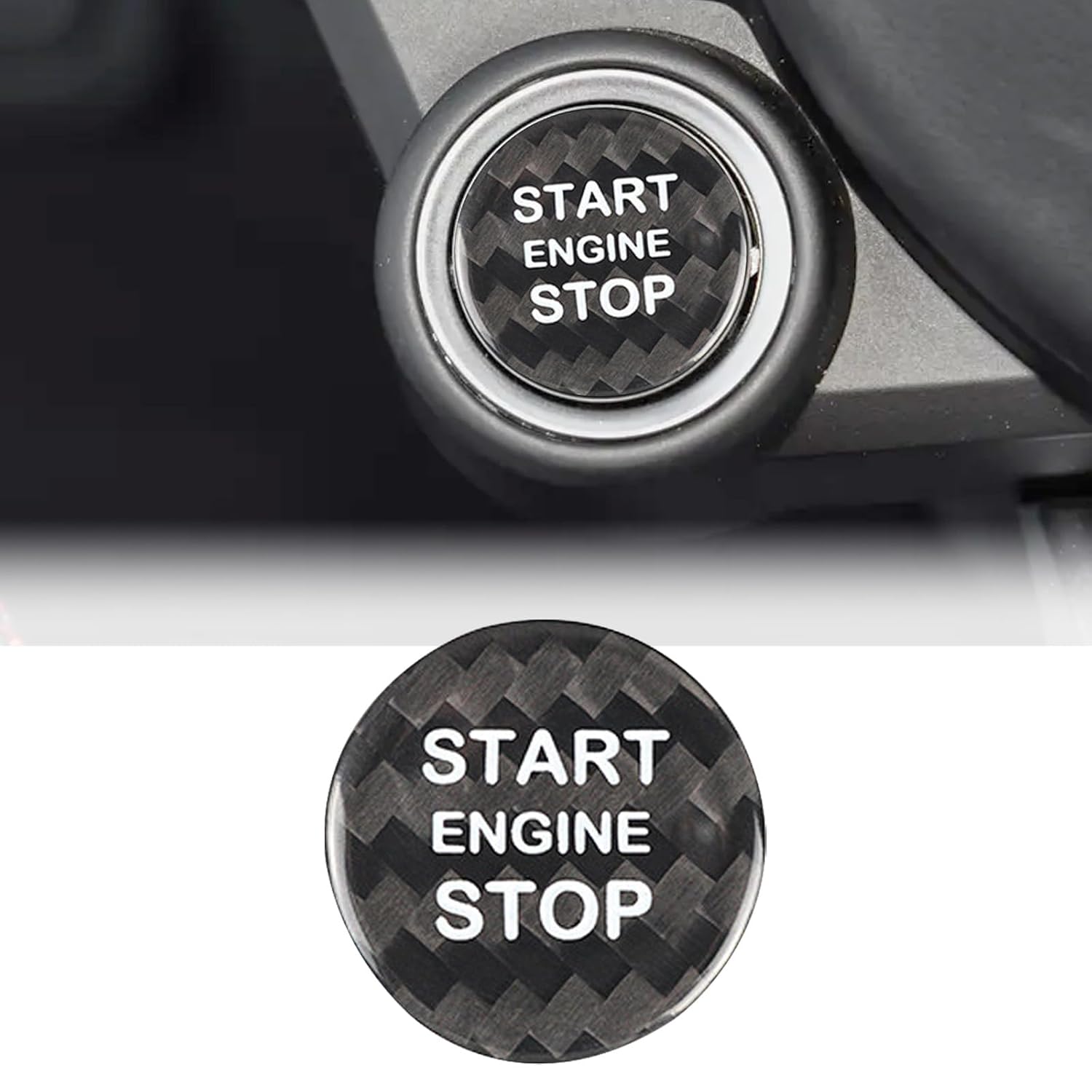 

1PC For Alfa Romeo Giulia Stelvio Real Carbon Fiber Car Engine Start Stop Button Decorative Sticker Car Interior Accessories Carbon Black