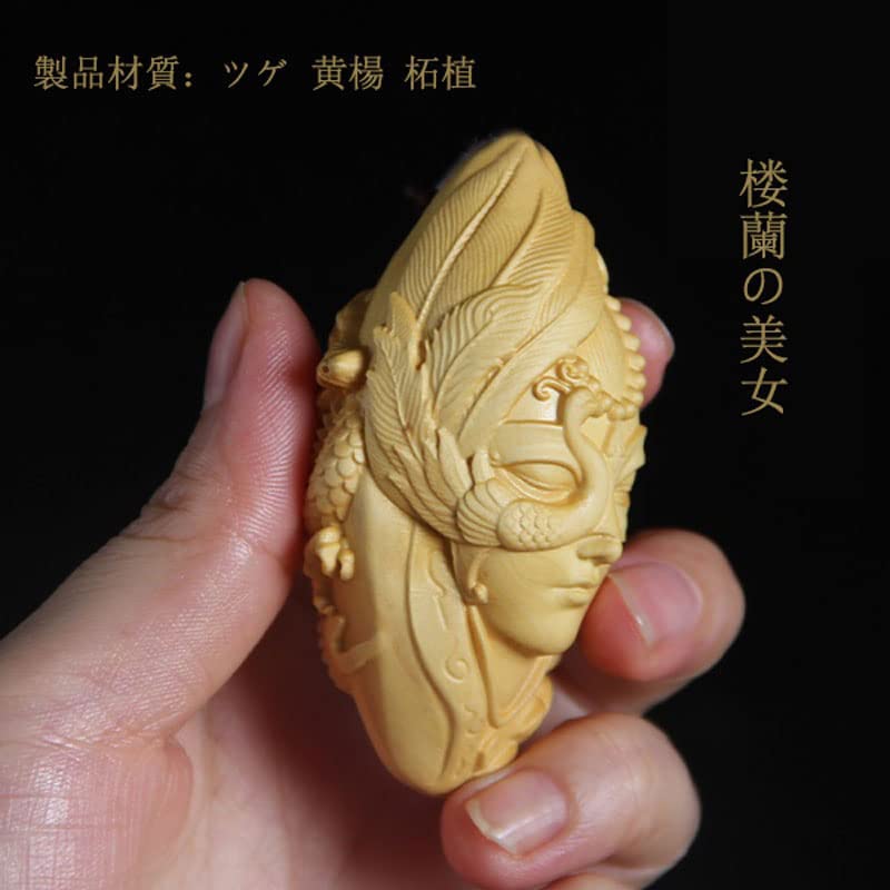 Wood Carving Loulan Beauty Wooden Sculpture Art Collection Dragon Figurine Feng Shui Protection from Evil Amulet Good Luck Charm Feng Shui Goods