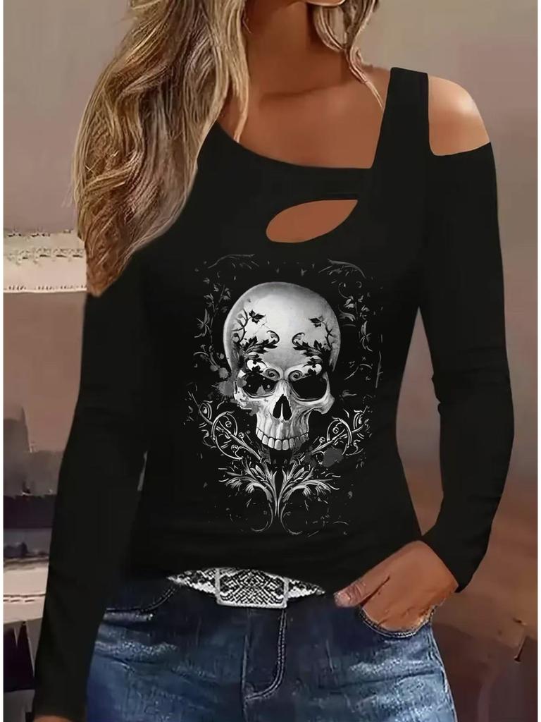 Fashion Painting Blouses Long Sleeved T Shirts Casual Skirt Tops