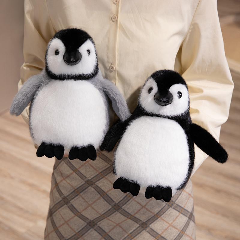 Favorite Toy Unisex Black Cute Chubby Soft Fat Penguin Plush Pillow Stuffed Toy Long Hair Fur Doll Home Decoration Birthday Gift Stuffy Plushies 22/40Cm