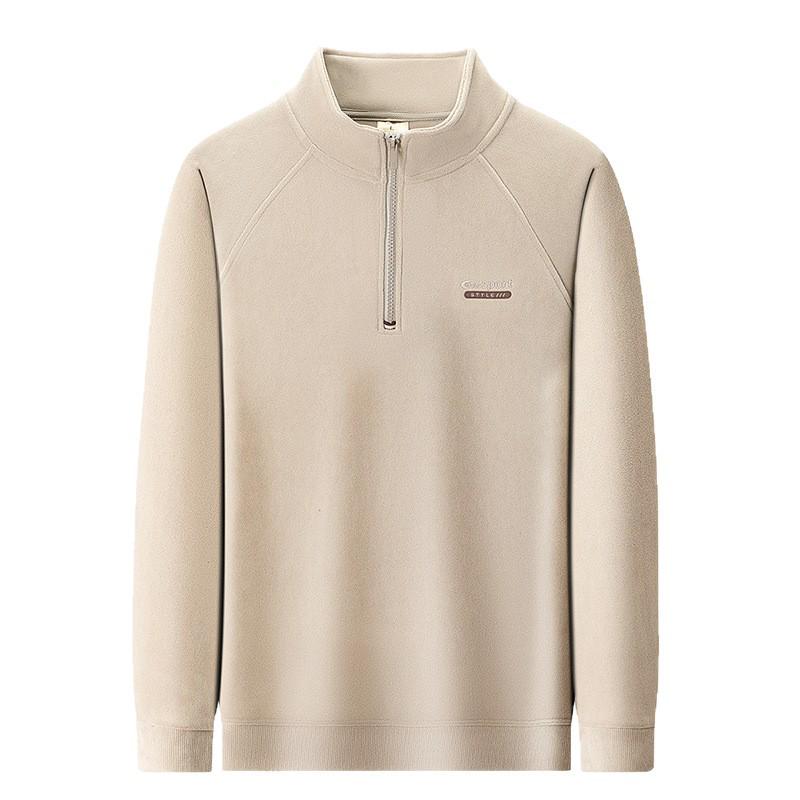 Men's Casual Winter Fleece Half-Zip Stand Collar Hoodie