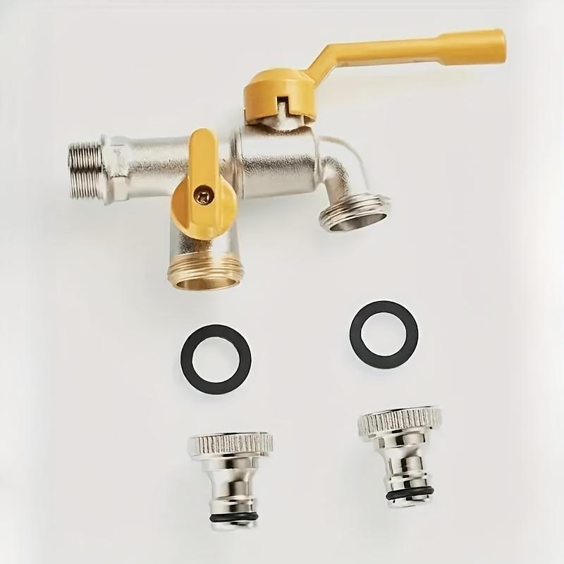 Heavy-Duty 304 Stainless Steel Garden Hose Faucet with Dual Outlet Single Hole Installation Compatible with Sprinklers Hose Guns