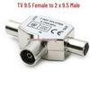 9.5mm Female To 2x Male TV Cable Splitter Adapter