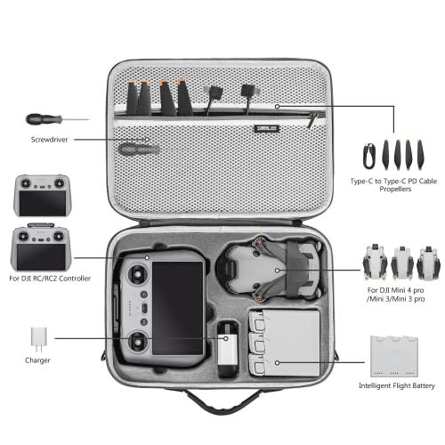 STARTRC DJI Mini 4 Pro Case, Mini 4 Pro Fly More Combo Bag, Portable Drone Bag, PU Case, Accessories, Portable Carrying Case, Water-Resistant, Full Pr