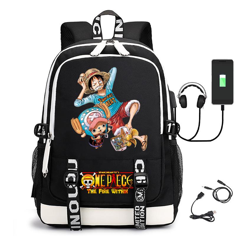 Hot-selling ONE PIECE Luffy backpack usb charging large capacity bag
