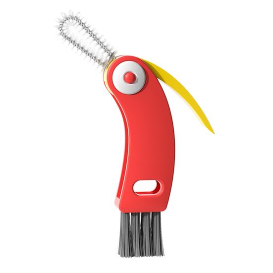 

3 in 1 Crevice Brush Food-Grade Safe Spiral Cleaner with Scraper Stiff Brush Portable Foldable Design Bottles Cups Cleaning