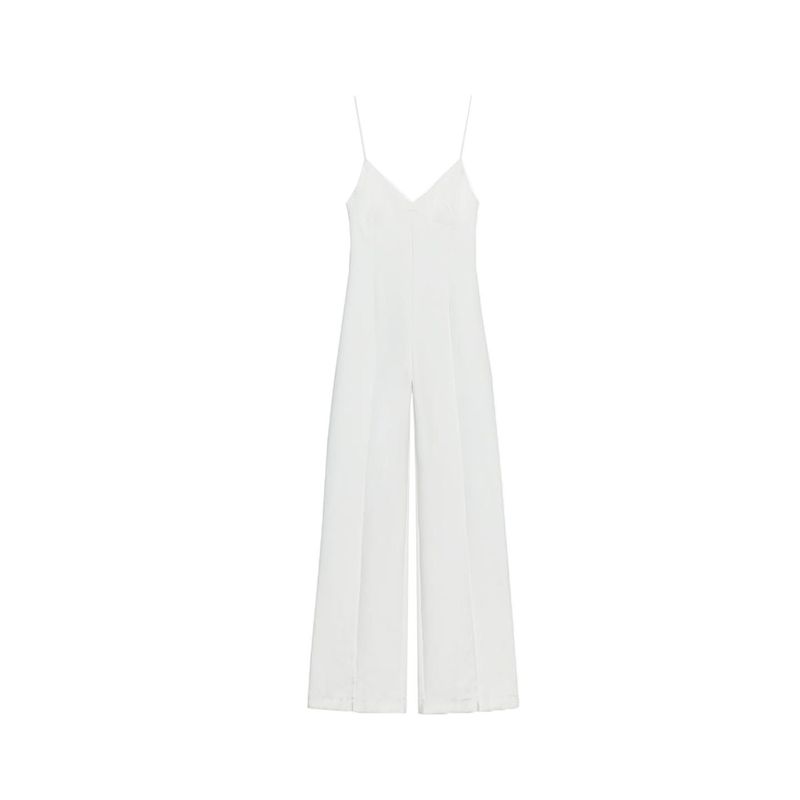 Autumn New Women Clothes Wide Leg Design V-neck Sleeveless Double-sided Cloth Comfortable Long Jumpsuit 4174765