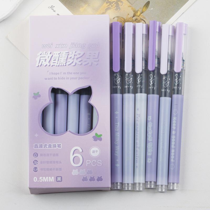 6Pcs Cute Butterfly Gel Pens Aesthetic Stationary Pens Kawaii Pen Stationery0.5 Mm Quick-drying Black Ink Pens Fine Point