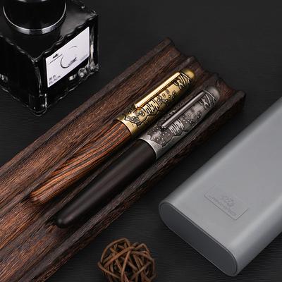 Stilou Jinhao Tigru Gravat Vârf Fin Fabricat Manual din Lemn și Metal Stilou pentru Birou și Școală JHP001