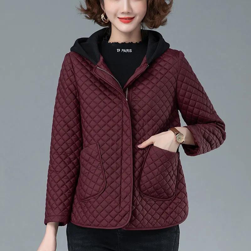 Jachetă de iarnă Parka de damă Jachetă cu mâneci lungi Jachetă groasă pentru femeie cu glugă Parka căptușită din bumbac caldă Îmbrăcăminte largi