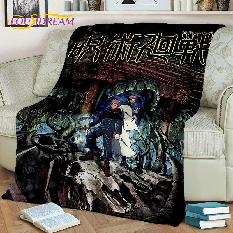 Anime Jujutsu Kaisen Itadori Yuji 3D Blanket,Soft Throw Blanket for Home Bedroom Bed Sofa Picnic Travel Office Cover Blanket Kid