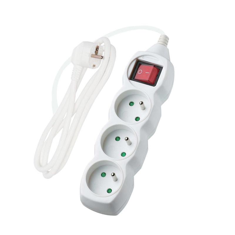Extension Cord with Switch, 3 Sockets, White, 3 ONNLINE