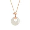 Sansheng has apricot white chalcedony safety buckle necklace for women, niche retro fashion high-end lucky brand necklace for women
