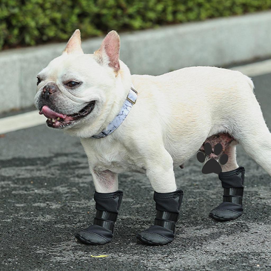 4Pcs Dog Feet Cover Protective Shoes for Pet with Adjustable Sticker Shoes Dogs Thick Grip Booties with Adjustable Stick