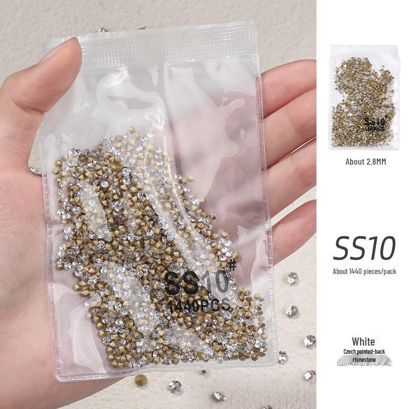 Pointed Bottom Czech Rhinestones for Nail Art - Glass Transparent Accents for Nail Decorations