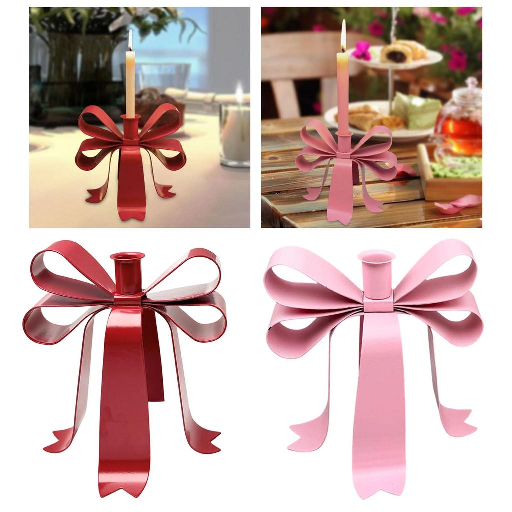 Iron Bow Candlesticks Decorative Candle Stand Table Centerpiece for Festive Home Holiday Atmosphere