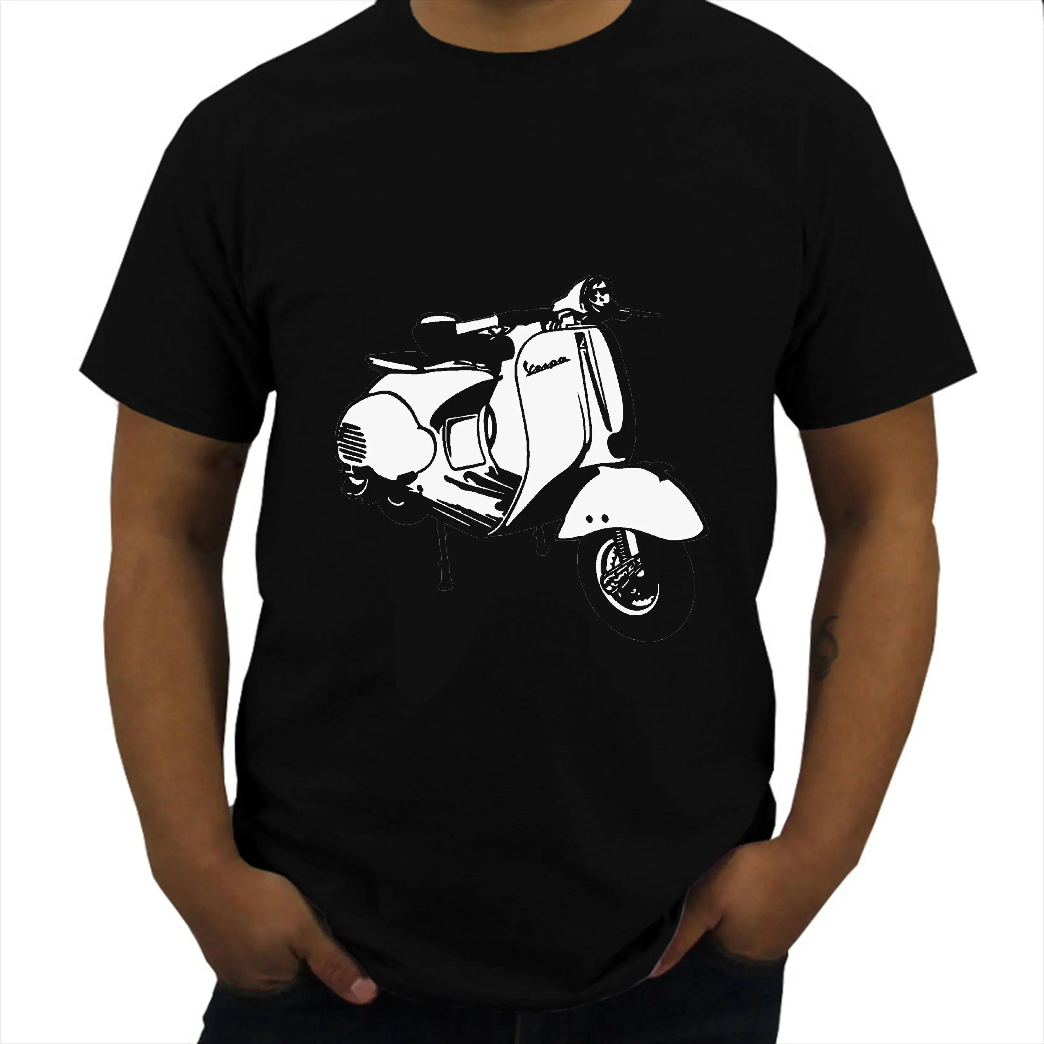 

StreetwearI Vintage Harajuku Cotton Men T-shirt Short Sleeve Tops Women Summer Tee Fashion Unisex Tshirt Vespa Print Blakc White XL