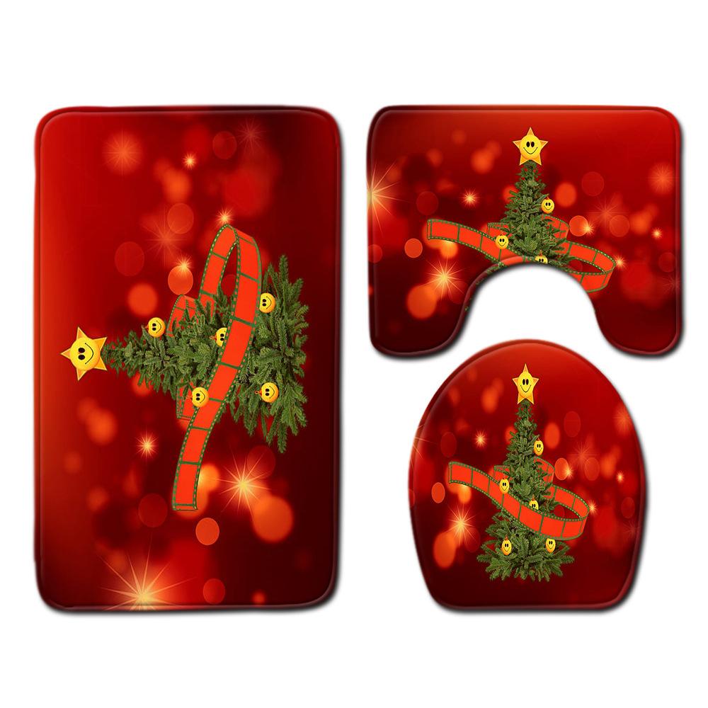 Weihnachts-Badezimmer-Bodenmatte Toilette Dreiteiliges Set
