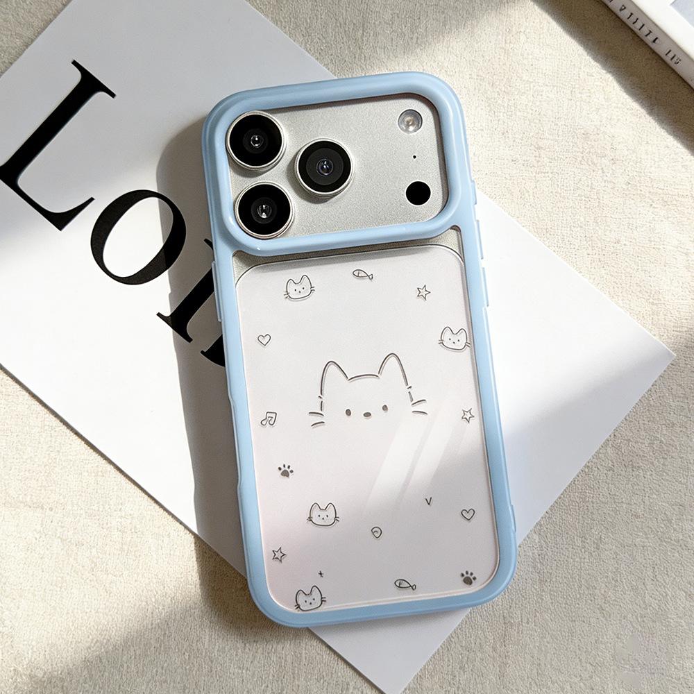 Line Kitten Is Suitable for iPhone17Pro Mobile Phone Case, Anti-drop Apple 16/15 Transparent Protective Case 14 New Women
