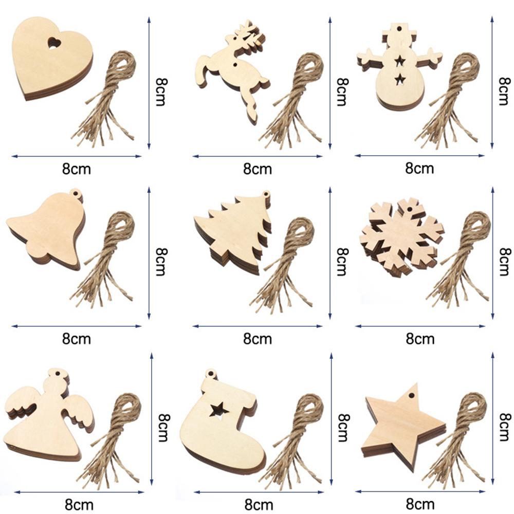 20Pcs Christmas Wooden Baubles Round Wood Slices Wood Disc Hanging Ornaments Baubles for DIY Crafts Christmas Tree Decoration