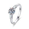 Women's 925 Sterling Silver D Color 1 Carat Moissanite Three-Stone Proposal Ring