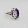 Ovaler Amethystring, Natursteinring, 925er Sterlingsilberring, Ehering, Designring, Februar-Geburtsstein, Boho-Ring, Handgefertigter Ring
