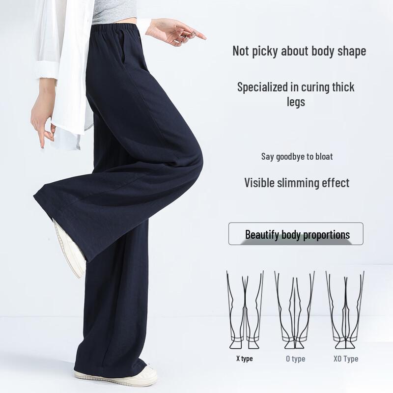 Huili Women's High-Waist Wide-Leg Cropped Casual Pants