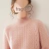 Women's Cashmere Jacquard Sweater: Thick, Heavyweight Three-Strand Knit, Half-High Collar, Loose Fit, Long Sleeve Pullover for Autumn/Winter.