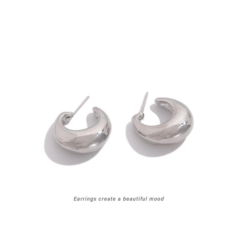 Women's Stylish Metal Ear Clip: Elegant Curved, No Ear Hole Needed, Fashionable & Versatile Cold Style Stud Earrings
