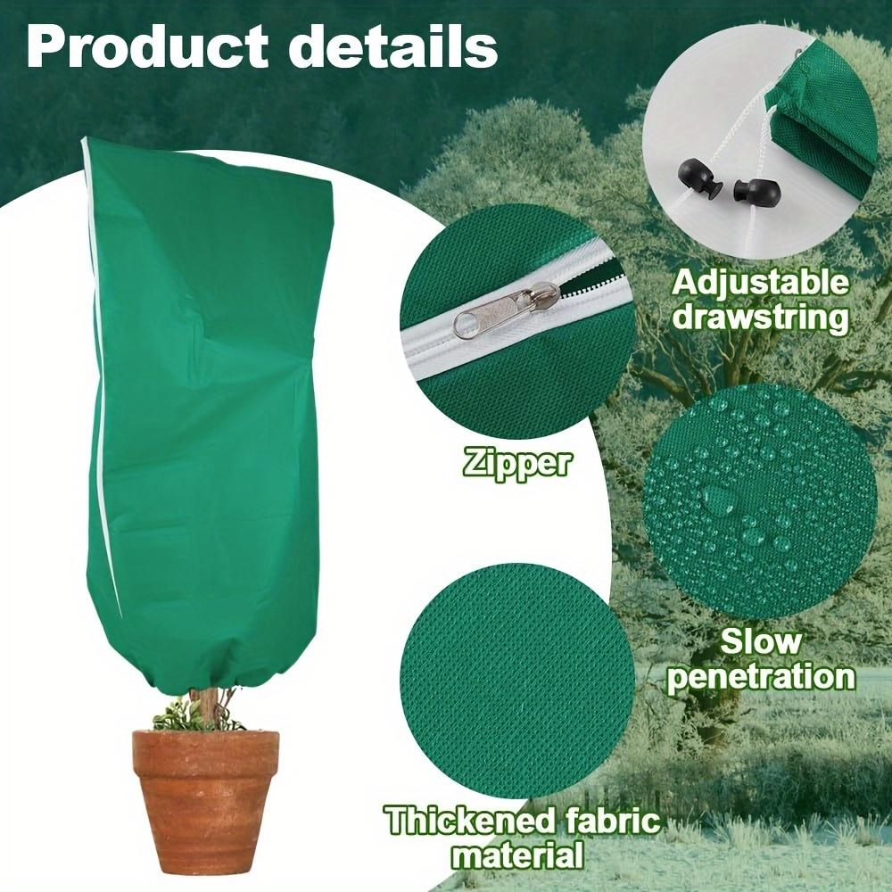 Large Plant Frost Protection Bags - Green PP Anti-Freeze Tree & Shrub Covers with Zipper and Drawstring for Outdoor Winter Weather Conditions