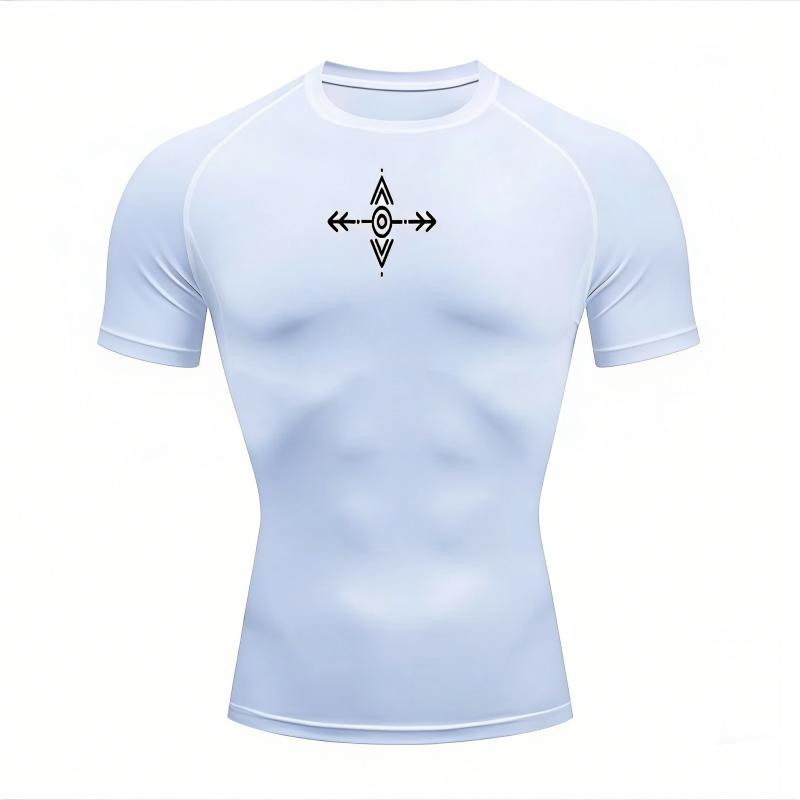 Quick Dry Men's Running Shirt Moisture Tight Sweat-Absorbent Fashion Jogging Wicking Athletic Top Breathable Lightweight Fitness Tee