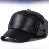 In The Elderly Hat Men Winter Warm Dad Old Man Leather Hat Fleece Thickened Windproof Old Man Ear Protection Cap