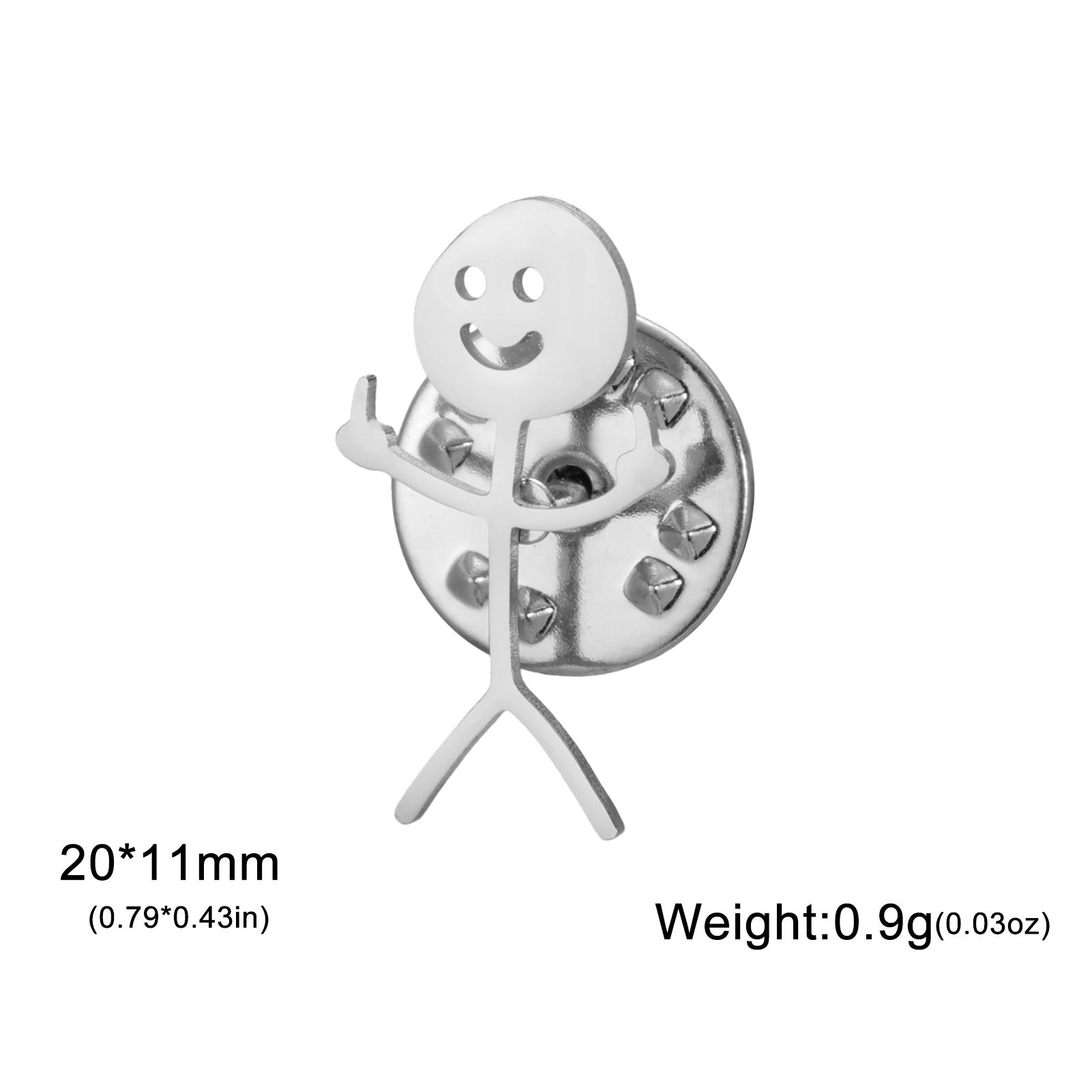

Doodle Middle Finger Stickman Brooch Stainless Steel Pin Brooch for Men Women Suit Collar Badges Jewelry 2026 Punk Gift New срібний