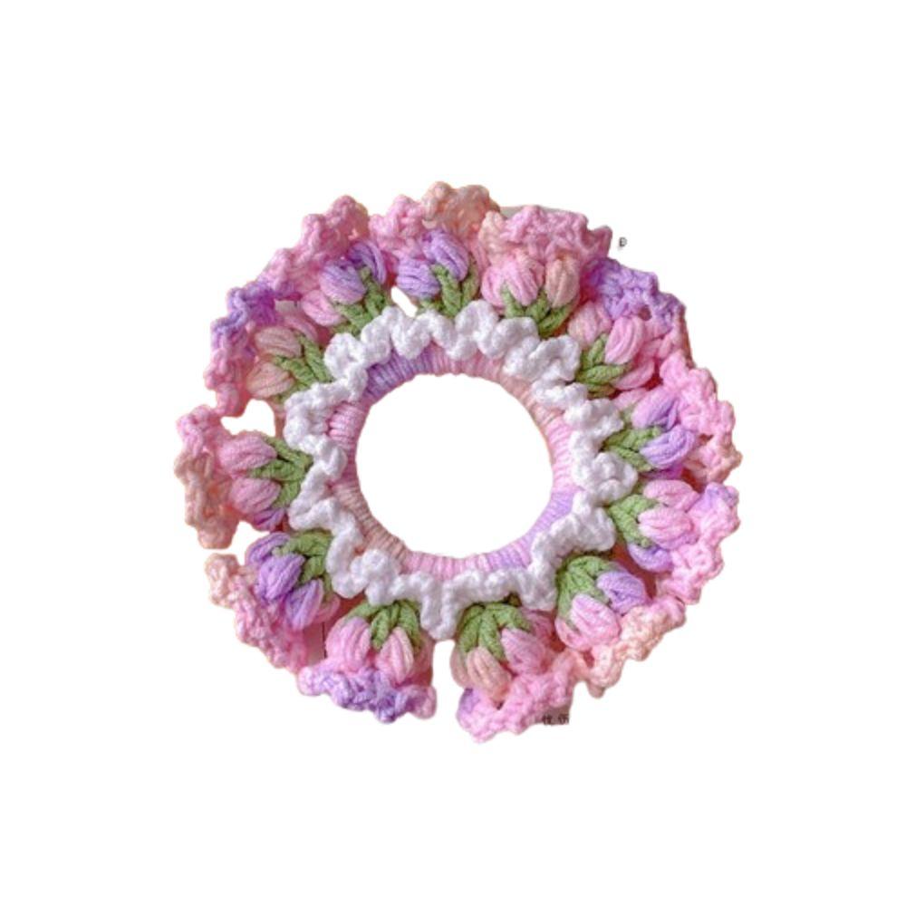 Handmade Crocheted Flower Scrunchies Flores Convallariae Sweet Hair Tie Knitted Hair Rope  Girls