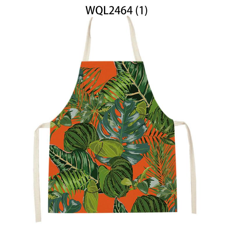 Tropical Plants Pattern Kitchen Aprons for Women Men Cooking Linen Sleeveless Animal Zebra Monkey Apron Baking Accessories Bibs