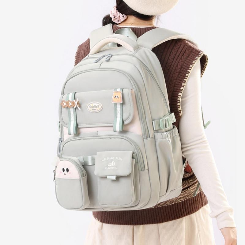 Lightweight High School Girls Schoolbag High Capacity Waterproof Wear-resistant Oxford Primary Junior High School Student Grades 3-9 Teenager Backpack