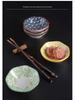 Nine-Compartment Solid Wood & Ceramic Tray for Dried Fruits, Nuts & Tea Snacks - Chinese & Japanese Style.