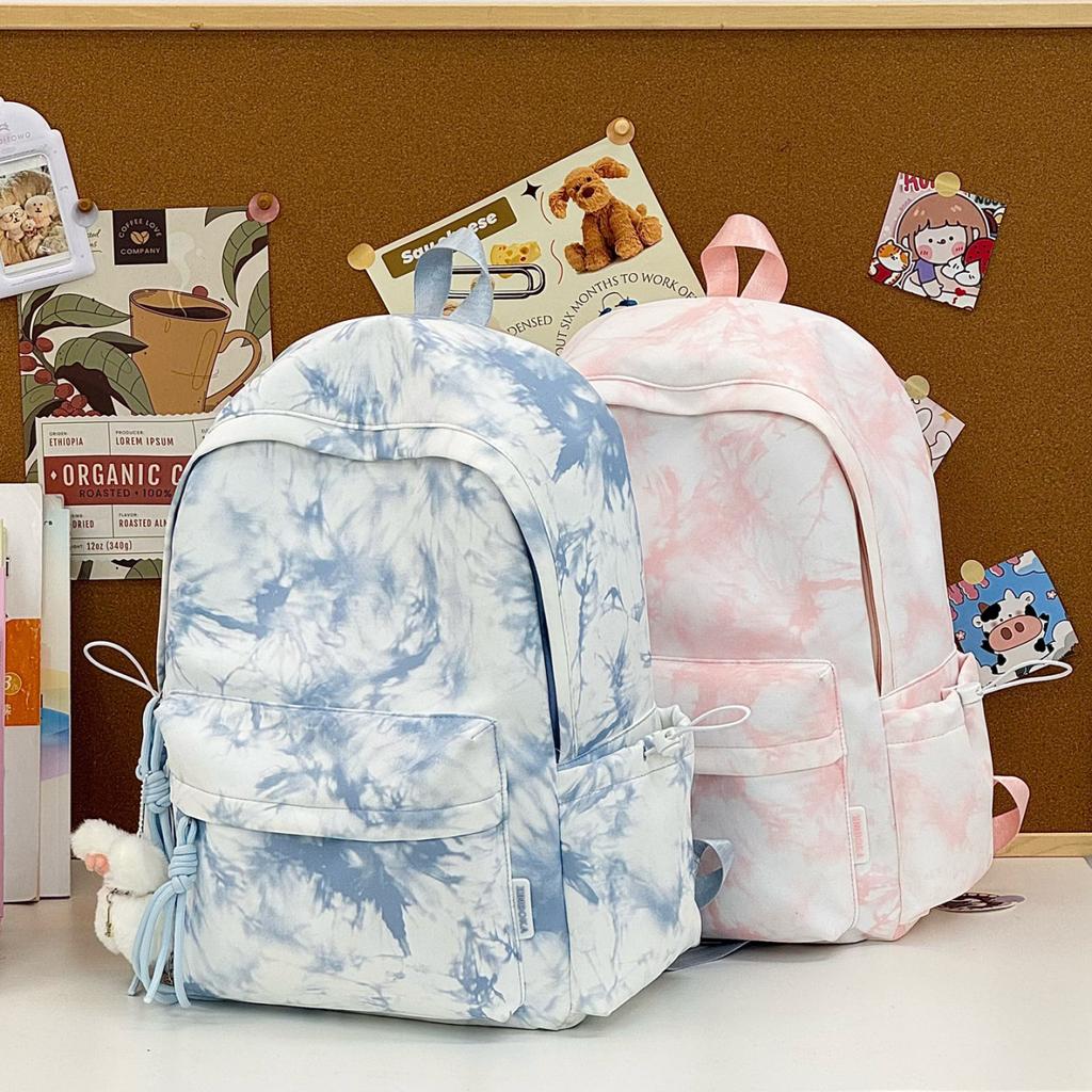 Schoolbag schoolbag female high school student junior high school student Korean version personalized tie-dye backpack large capacity primary