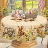Vintage Easter Bunny Eggs Tablecloths Holiday Party Decor Spring Floral Rectangle/Round Table Cover Easter Decorations for Home